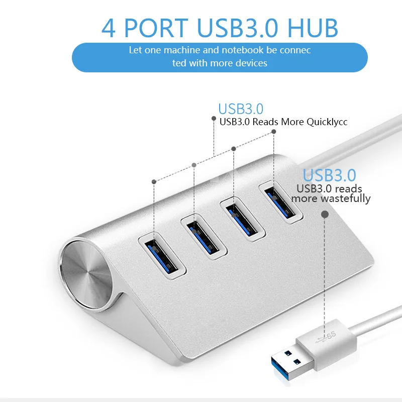 BASIX Usb 3,0 концентратор 4 адаптер портов 4 в 1 USB 3,0 OTG концентратор с 4* USB3.0 алюминиевый порт сплав для Macbook Air ноутбук ПК планшет