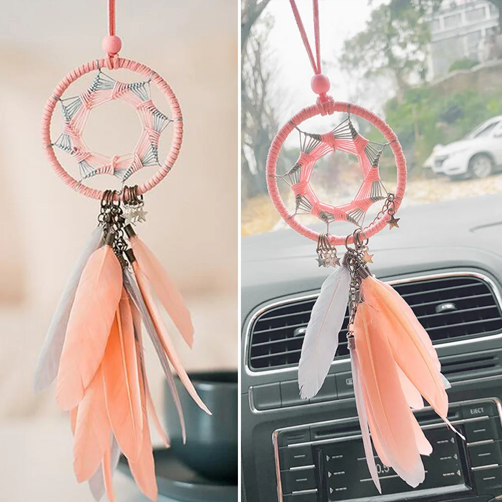 

1pc Car Feather Pedant Decoration Rear View Mirror Hanging Ornament Handicraft 38cm*7cm Pendant styling Decor