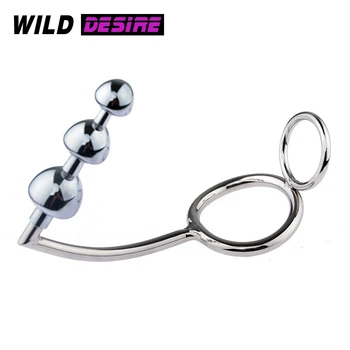 Stainless Steel Butt Plug Prostate Massager Chastity Penis Scrotum Ring Sex Toys Men Metal Anal Hook Anal Beads Plug Cock Ring 5