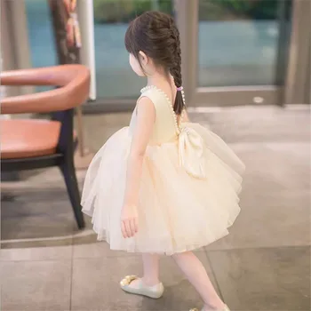 

Dropshipping Children's Age Champagne Princess Dress Flower Girl Wedding Dress Female Gown Performance Clothing Vestidos Verano