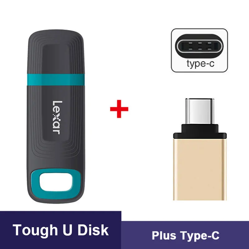 Tough Plus Type C Lexar Jumpdrive USB флэш-память 32GB 64gb 128GB USB3.1 до 150 МБ/с. скачок привод Водонепроницаемый 3ATM исключительная износостойкость u-диски - Цвет: Tough Plus Type C