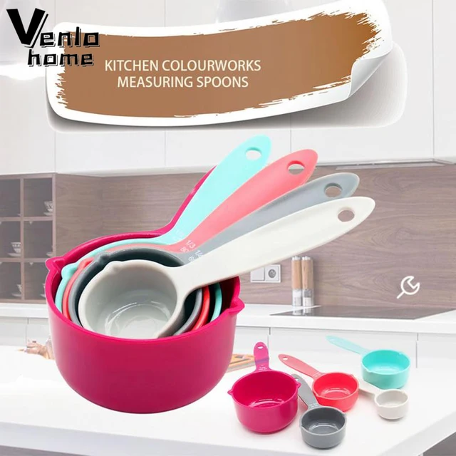Venlohome 5Pcs/Készlet Szín Mérő Kanál Műanyag Konyhai Mérőeszközök