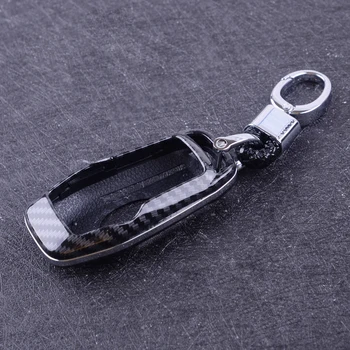 

DWCX Carbon Fiber Texture Hard Smart Key Cover Case Chain Shell Fit for Ford Lincoln MKZ MKX MKC Fusion Explorer Mustang Edge