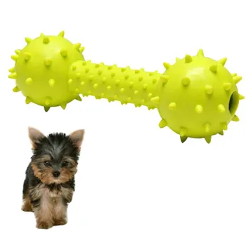 

Safe Dumbbell Dog Toys With Bell Inside Pet Products Plastic Toys Rubber Ball Toy Ball Random Color New
