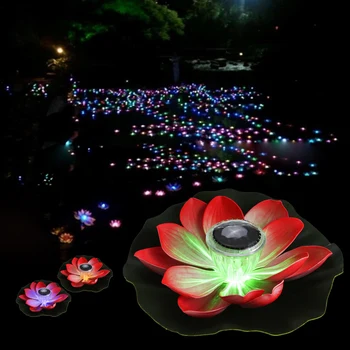 

Solar Outdoor Floating Lotus Light Pool Garden Water Flower LED Night Light Solar Powered Garden Water Light Auto On/Off