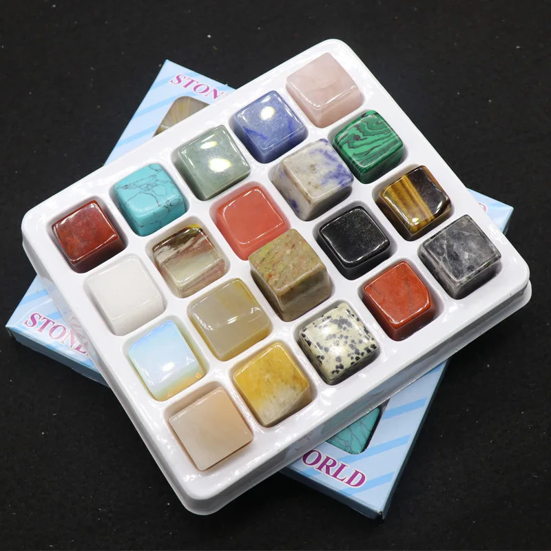 Natural Stone Square Beads Amethyst Rose Quartz  Agate 7Chakra Yoga Healing Home Decoration