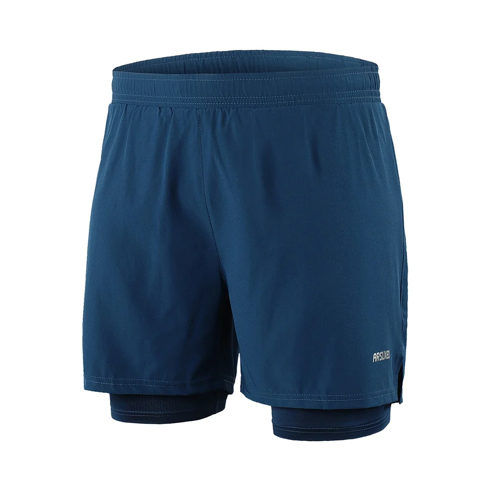 ARSUXEO, мужские шорты для бега, 2 в 1, шорты для спортзала, активных тренировок, упражнений, пробежек, спортивные шорты с более длинной подкладкой, сухая посадка, B192 - Цвет: blue