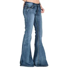 Повседневные женские сексуальные джинсы с колокольчиками, большие джинсовые расклешенные брюки, повседневные длинные брюки, элегантные женские широкие эластичные джинсовые брюки, Новинка