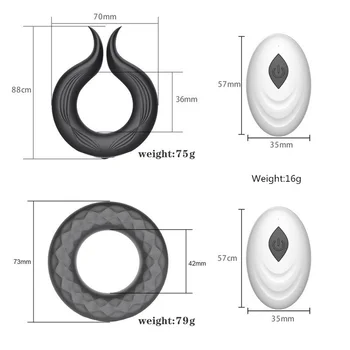 Vibrating Penis Ring Silicone Cock Rings Dick Vibrator Male Penis Massage Sex Toys For Men Remote Control 10 Speed Time Delay 6