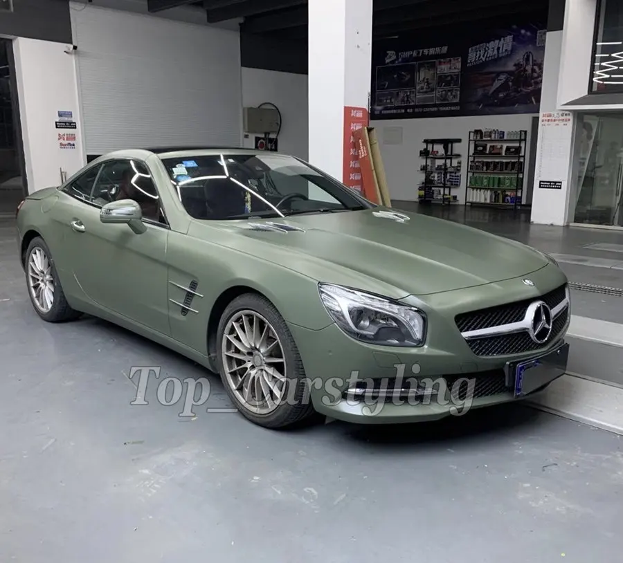 super matte army green vinyl car wrap film foil stickers sheets  (3)