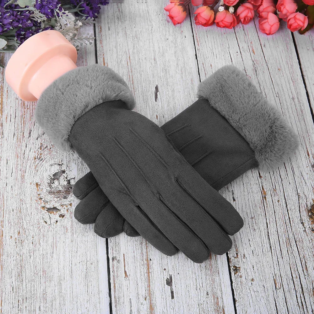 Утолщенные ветрозащитные перчатки для женщин; Бархатные плюшевые перчатки для вождения с полным пальцем; женские зимние уличные теплые варежки; Rekawiczki Damskie