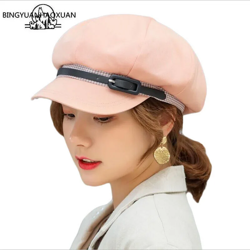 

Hat Brim Military Leather Belt Women Cotton Army Hat Black Hats For Women Men Flat Top Hat Wholesale Female gorras 2019 New