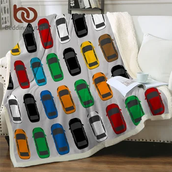 

BeddingOutlet Cartoon Furry Blanket Multicolored Cars Soft Fluffy Blanket Aerial View Linen Blanket for Boys Cobertor Dropship