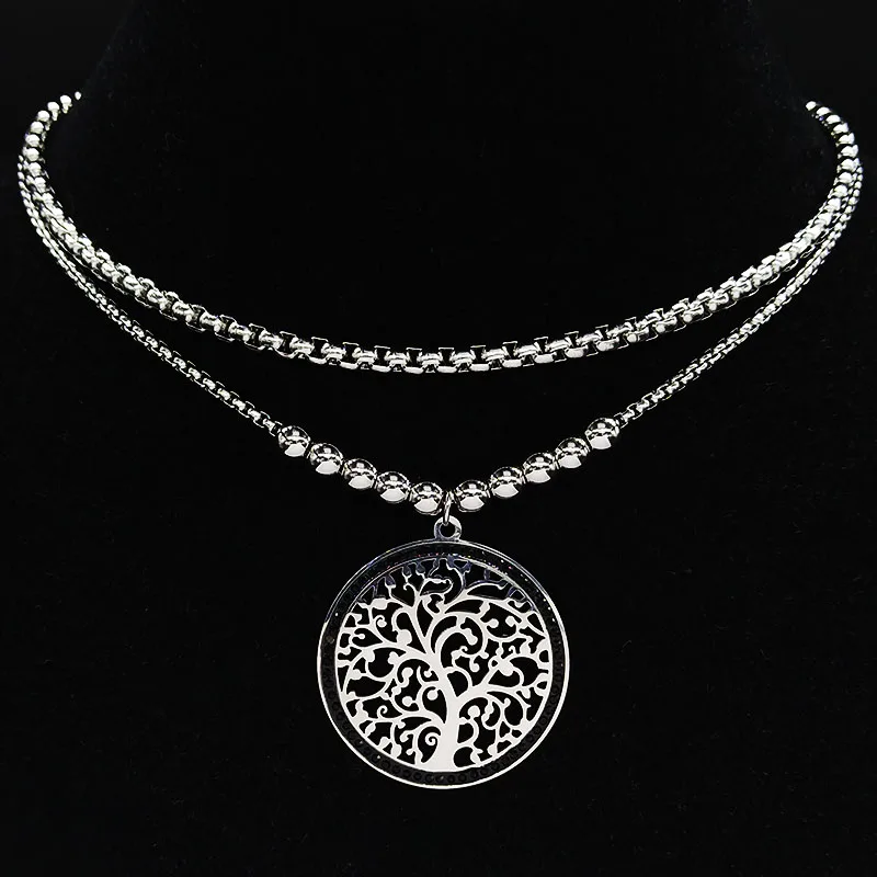 Модное ожерелье с цепочкой из нержавеющей стали для женщин из бусина серебряного цвета, ювелирное изделие joyeria mujer K77502 - Окраска металла: B black BK crystal