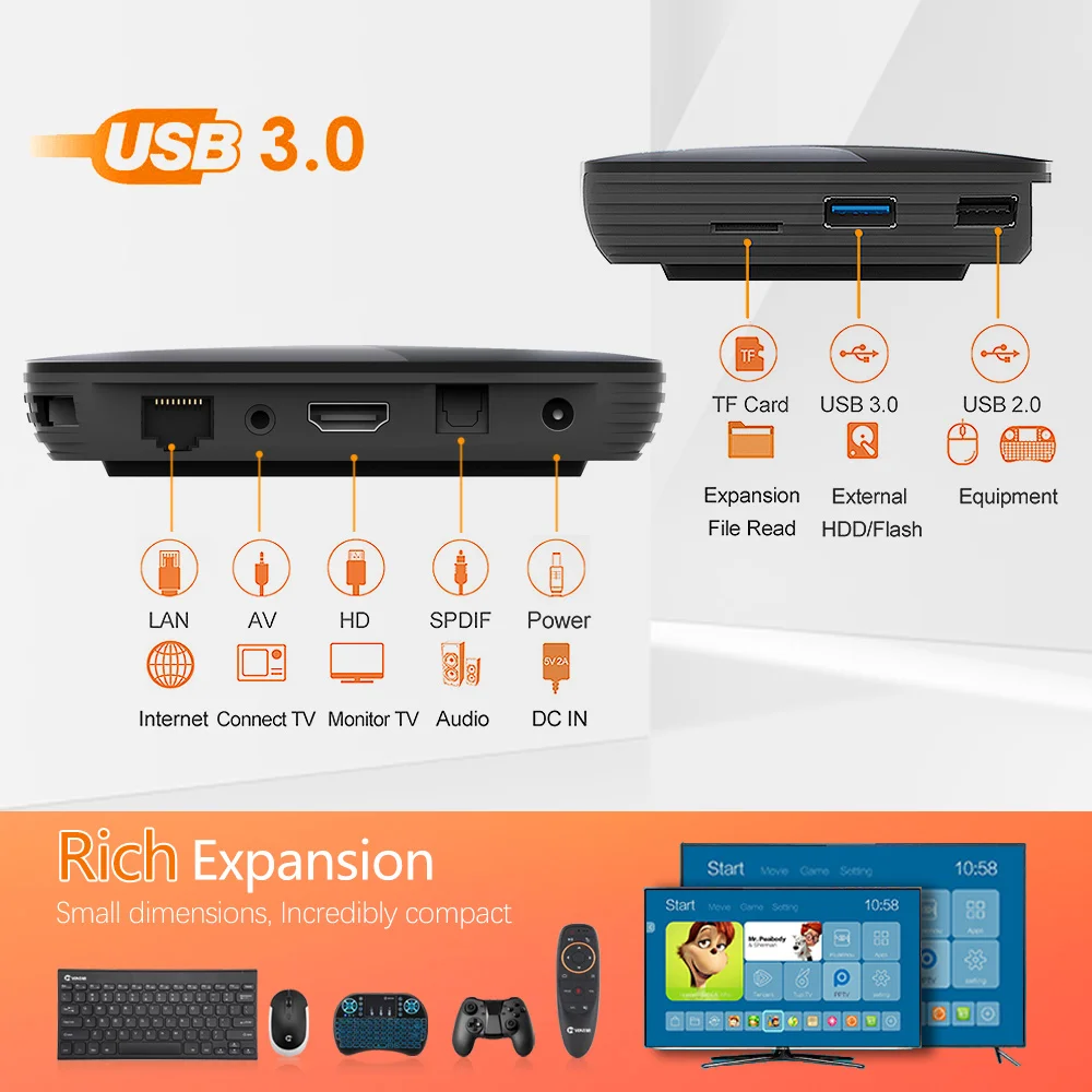 32gb da Caixa 4 da Tevê de Vontar Caixa Superior Ajustada x3 128gb 8k Android 9 Smart Tvbox 9.0 Amlogic S905x3 Wifi 1080p bt 4k 4gb 64gb - Image 5