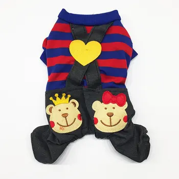 

Pet Dog Casual Striped T-Shirt Rompers Cute Striped Bib Pants Fashionable Warm Puppy Autumn Clothes Christmas Gift Dog Supplies