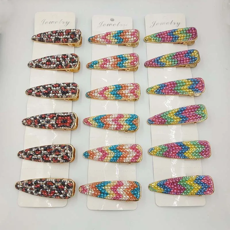 Free shipping korea style Neon color bead hairpins lovely women's hair accessories ins girl's rainbow Duckbill clip hairclips