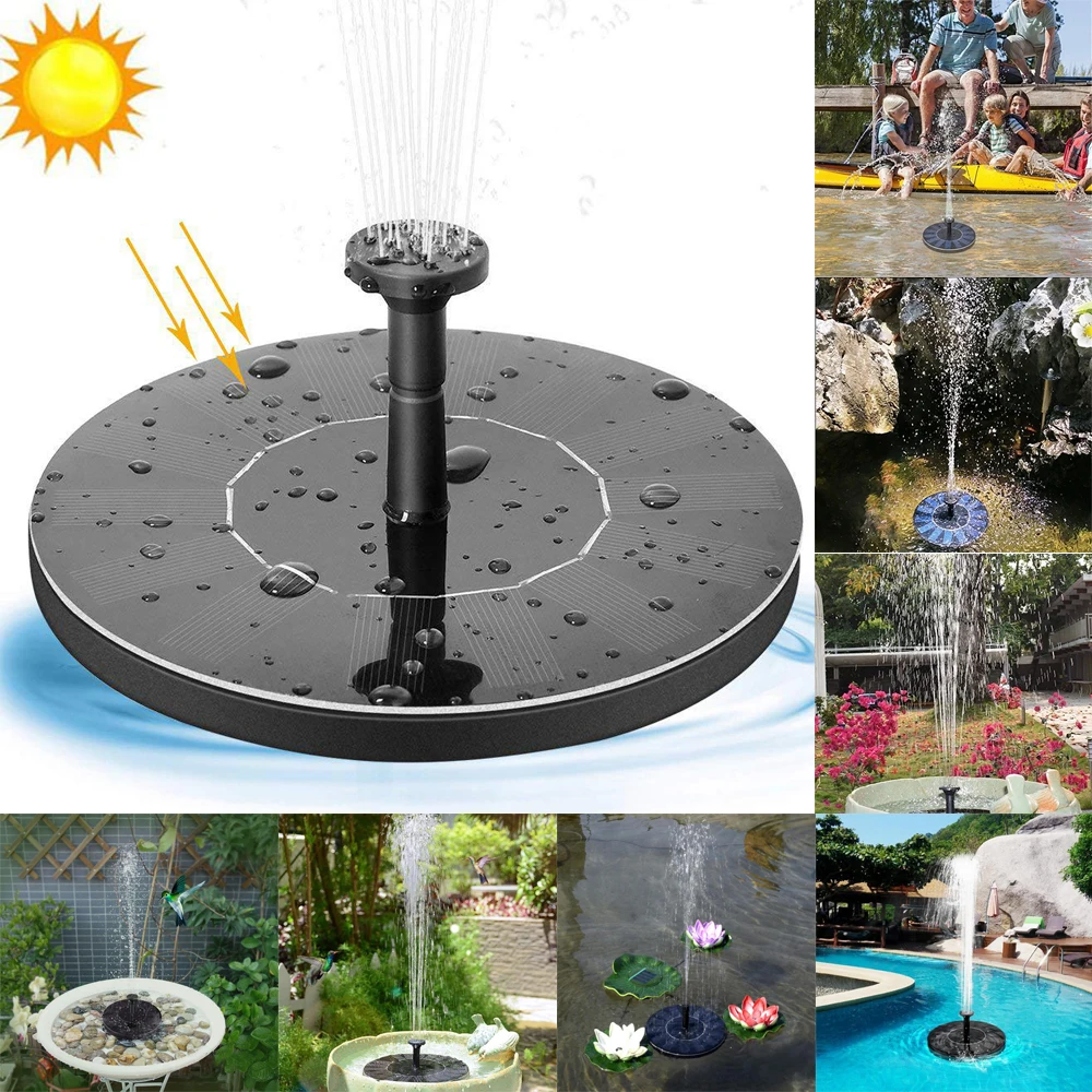 Details about   1W/1.4W Outdoor Solar Fountain Powered Water Pump Bird Floating Garden Fountains 