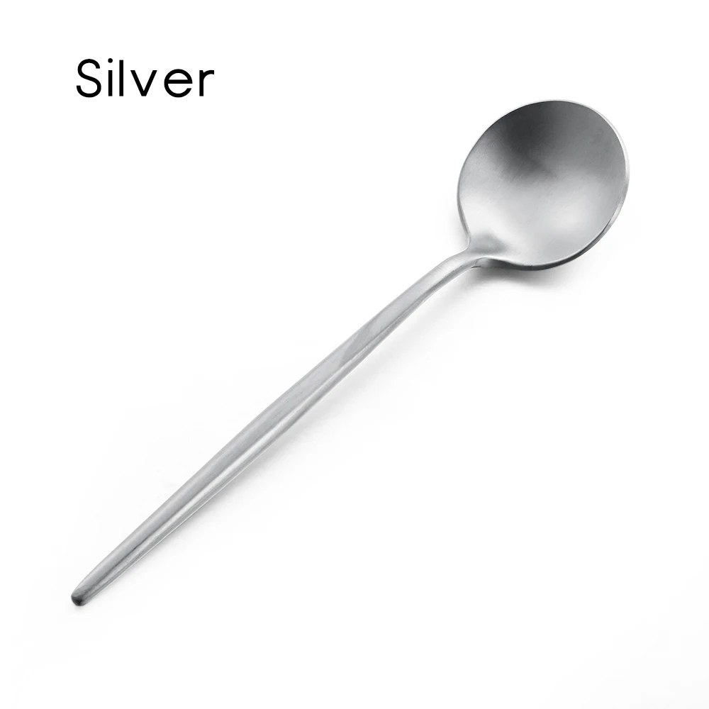 silver 1 шт. чайная ложка из нержавеющей стали для питья кофе Десерт небольшой Совок столовая посуда для перемешивания Столовые приборы Бытовые кухонные аксессуары - Цвет: silver