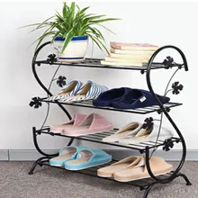 Porte chaussures multi niveaux en fer forgé, Simple et économique, petite étagère de rangement pour pantoufles de dortoir, meuble à chaussures