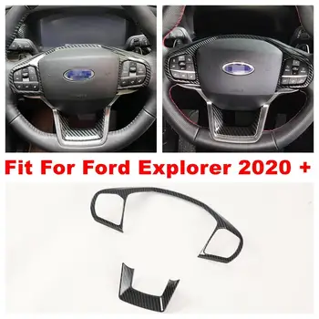 

Auto Steering Wheel Multi-function Button Frame Accessories Cover Trim Fit For Ford Explorer 2020 2021 ABS Carbon Fiber Look