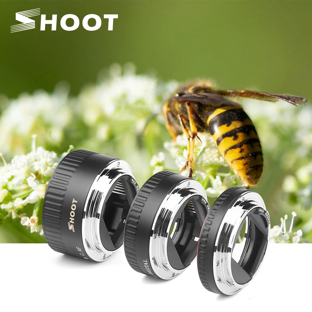 SHOOT-Anillo de Tubo de extensión Macro de enfoque automático TTL, accesorio de Metal rojo para cámara Canon 600D 550D 200D 800D EOS EF EF-S 6D
