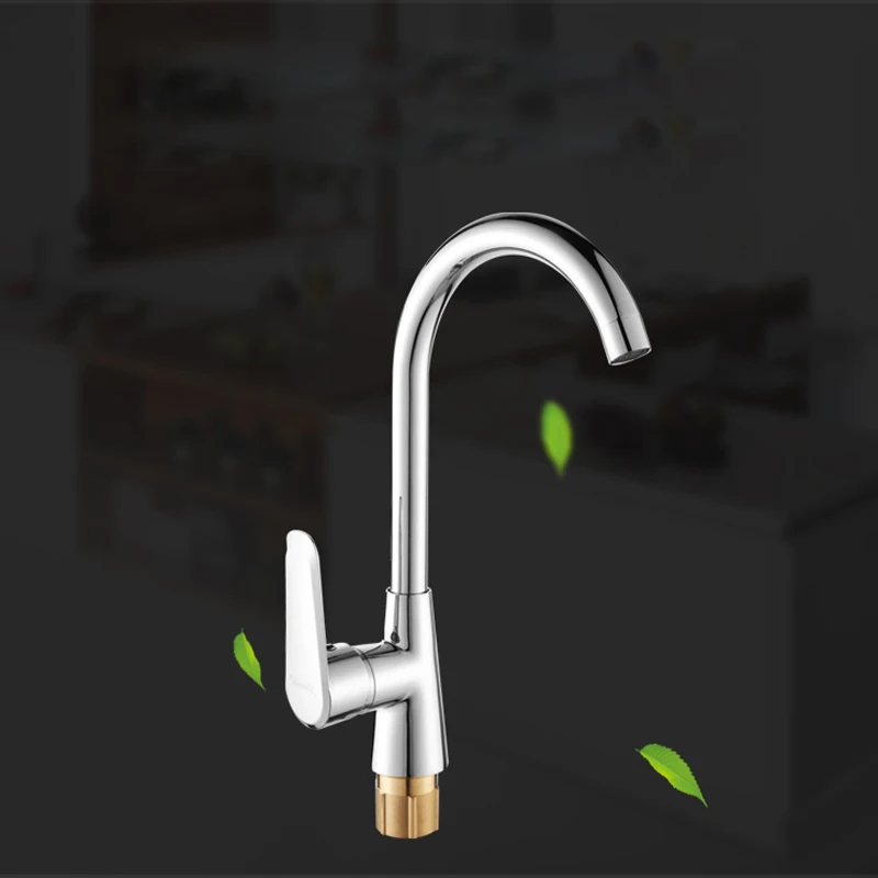 

Kitchen brass faucets cold and hot water mixing valve tap sink rotating faucets wtih multilayer plation two woven hose