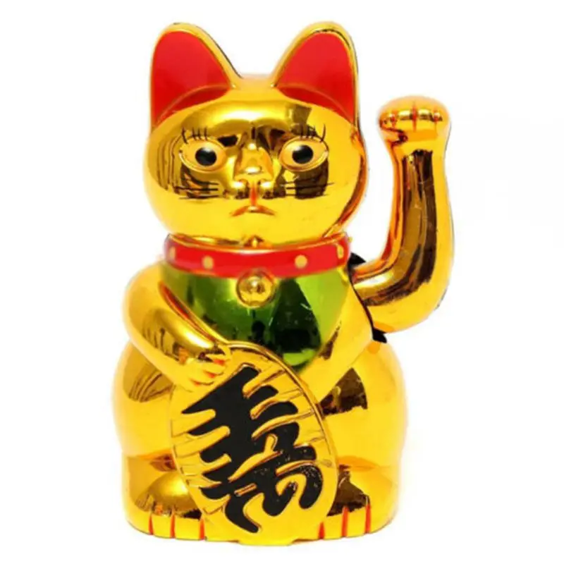 Золото Maneki Neko милый счастливый кот электрическое Ремесло Искусство домашний магазин отель