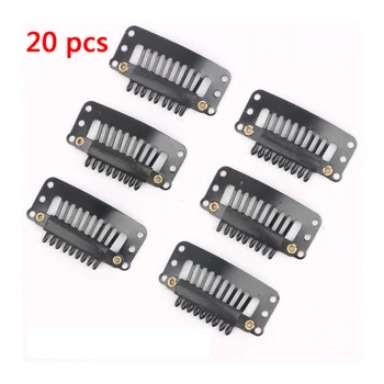 

20pcs 9 Teeth Wig Clips Styling Tools Wig Snap Clips with Rubber sheath For Extensions Wig Human Hair Bangs Clip
