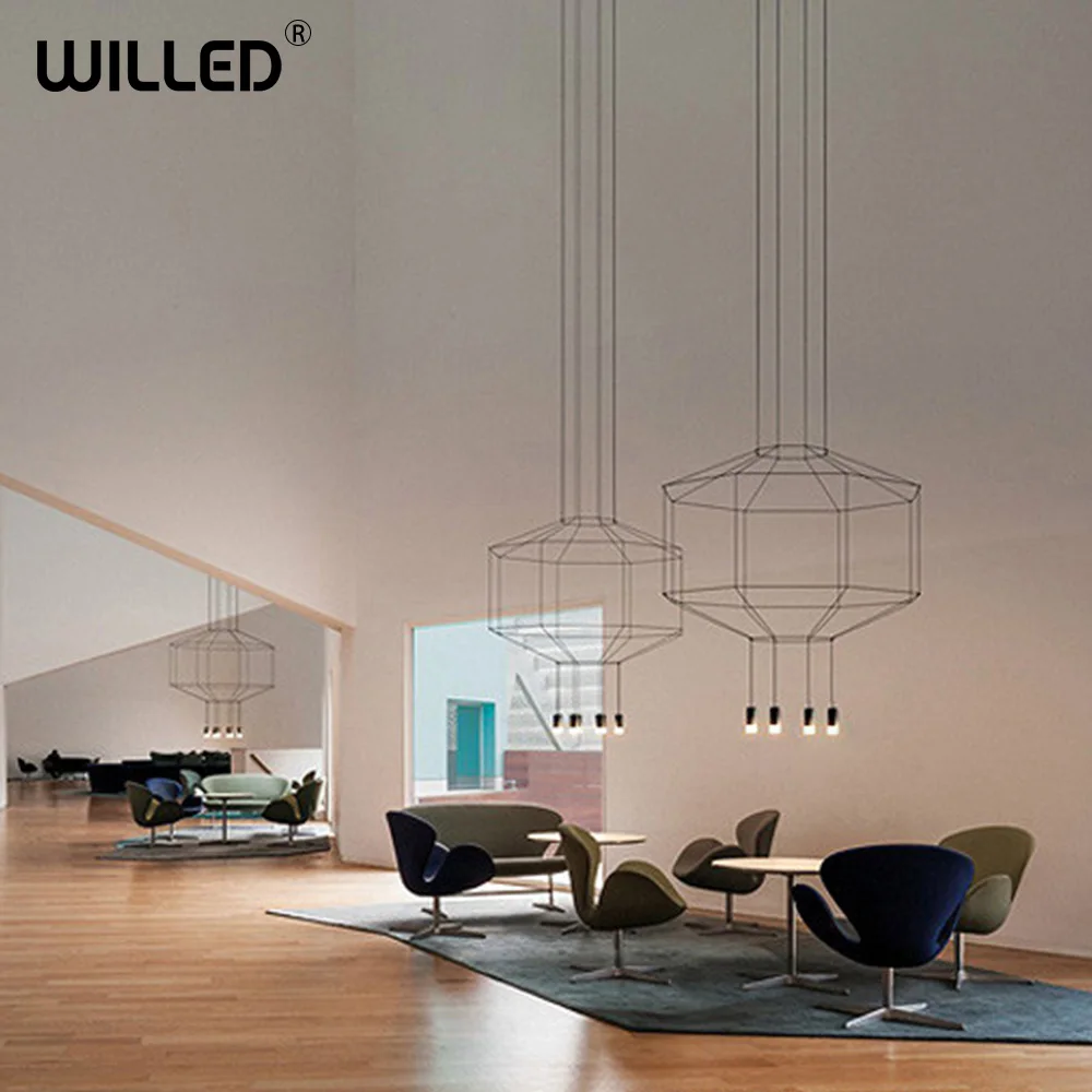 

Creative Modern Art Pendant Lamp Light Black Metal Long Wire Simple Shape Kitchen Bar Hanging Lamp Bedside Suspension Lighting