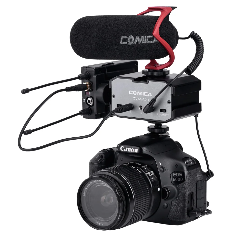 Microfone para Dslr Comica Mono Estéreo Áudio Mixer Adaptador Canon Eos t6 Nikon D3300 Ual Canais Amplificador 3.5mm Jack Cvm-ax1 - Image 4