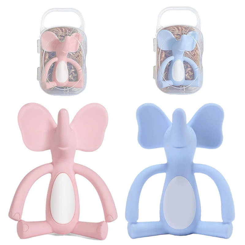 

Premium Quality 1pc Cartoon Elephant Baby Silicone Teether Teething Toy Infant Comfort Toys Baby Teether