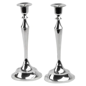 

Taper Candle Holder,Metal Candle Holder,Gold Candlestick Candle Holder Wedding Event Candelabra Candle Stand,Set Of 2,Silver