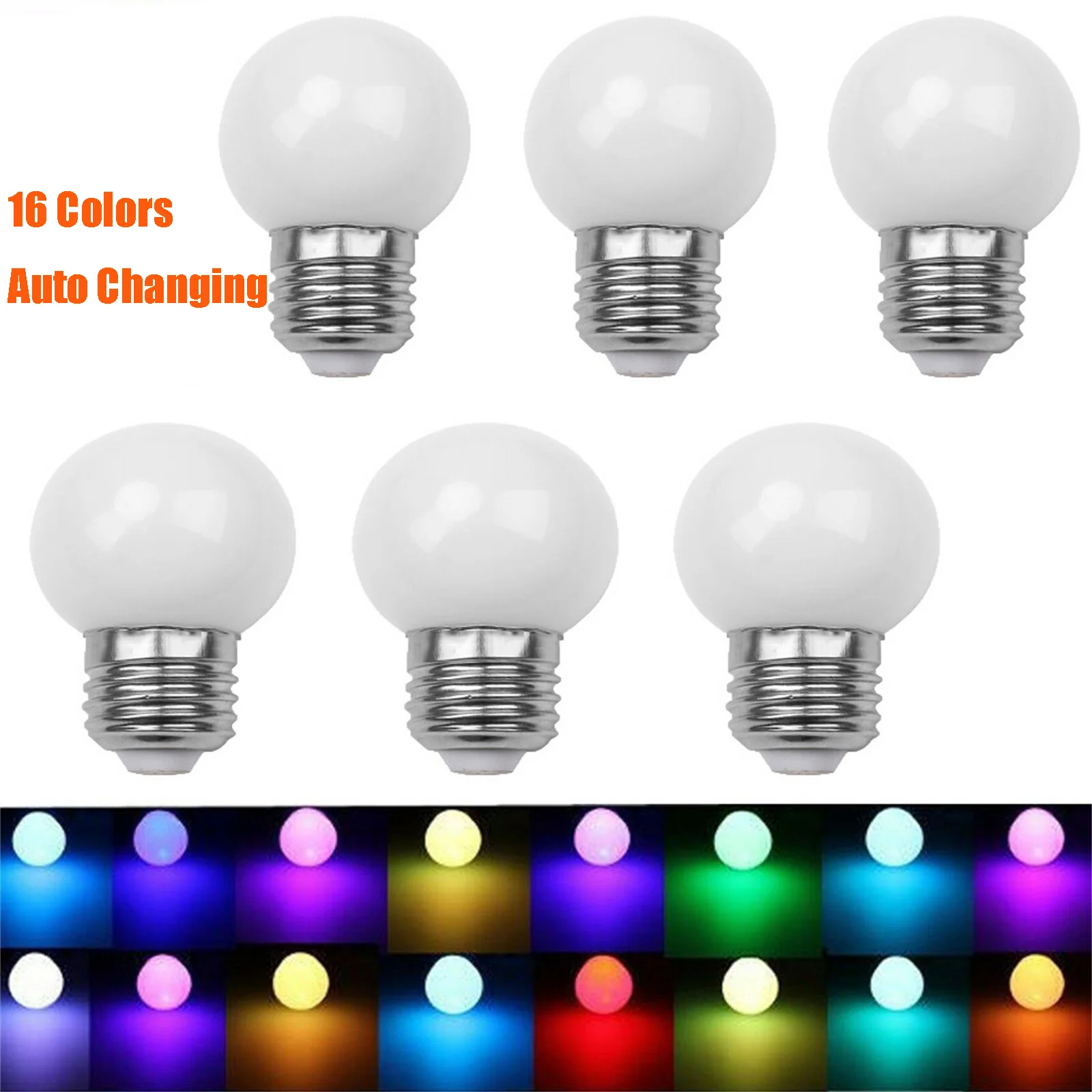 5Pcs RGB LED Blub Light 16 Colors Auto Changing E27 3W Coloful Globe Lamp 220V Energy Saving