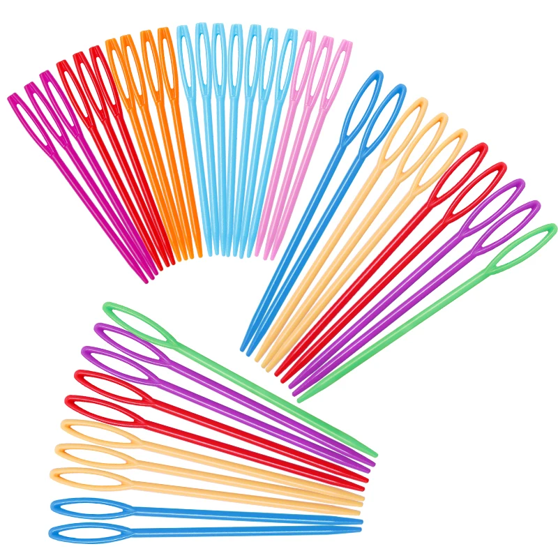 

KAOBUY 40PCS Large Eye Plastic Needles Plastic Lacing Needles Safety Learning Needles For Kids And Sewing Handmade Crafts