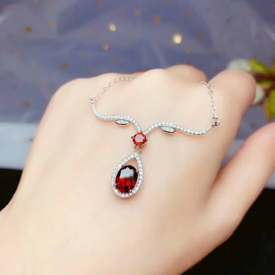 SHILOVEM 925 Серебряные настоящие натуральные гранатовые кулоны, классические,, прекрасный подарок для женщин, новинка bz0404060899ags