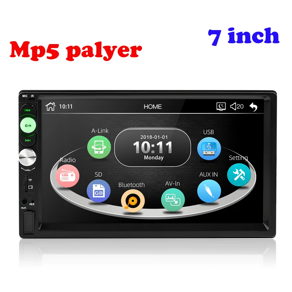 Автомагнитола 2 Din с сенсорным экраном 7 дюймов HD Bluetooth FM/USB/AUX поддержка SD |