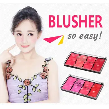 

4 Colors Blush Palette Brighten Skin Colour 24Hours Not Fade Oil-control Blush Shading Powder