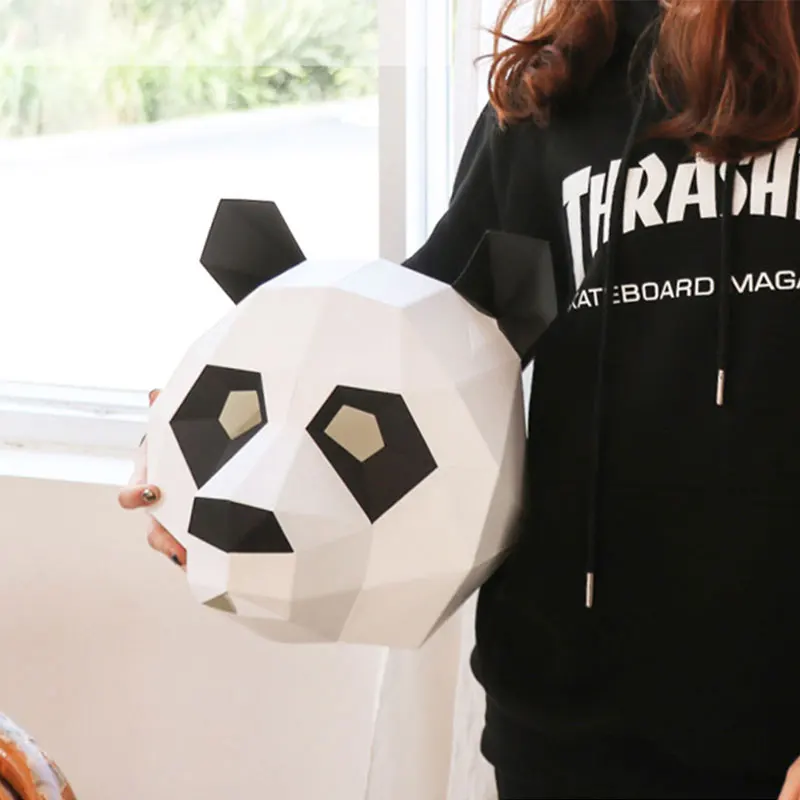 3D бумажная маска мода Панда Костюм Животного Косплей DIY Бумага Ремесло Маска модели Рождество Хэллоуин выпускной вечер вечерние подарки