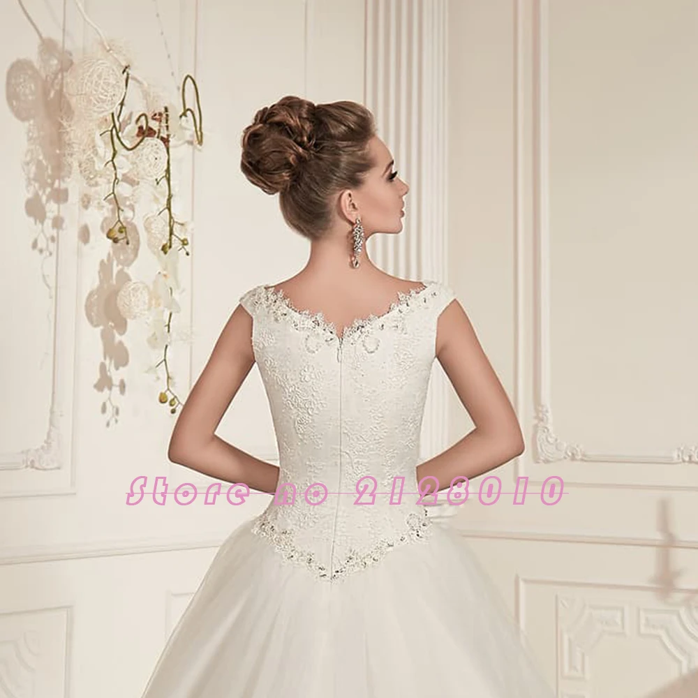 Новое поступление свадебное платье трапециевидной формы Vestiti Da Sposa с v-образным вырезом на молнии, расшитое бисером и кристаллами кружевное Тюлевое свадебное платье размера плюс