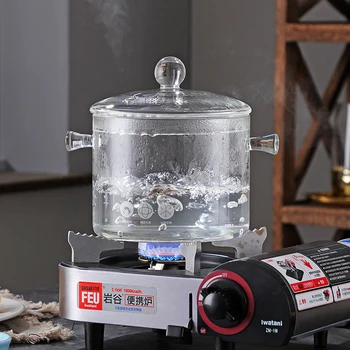 

Nordic glass pot can be used for boiling hot water pot, double ears high temperature resistant domestic transparent pot, silly g