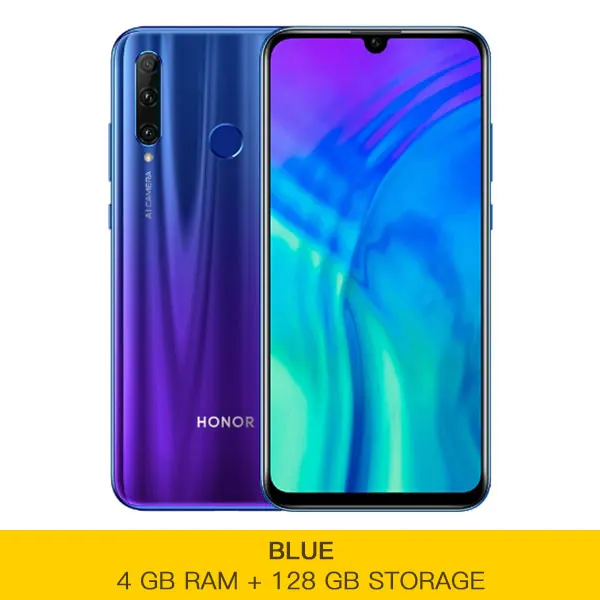 Honor 20i мобильный телефон Kirin 710 4 Гб 6 ГБ ОЗУ 64 Гб 128 ГБ 256 Гб ПЗУ Android 9,0 4G LTE 6,21 ''экран 32,0 МП распознавание лица - Цвет: 4G 128G Blue