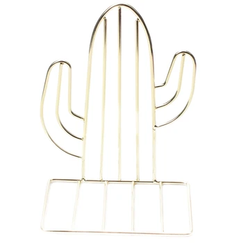 

2PCS/Pair Creative Cactus Shaped Metal Bookends Book Support Stand Desk Organizer Storage Holder Shelf-Gold