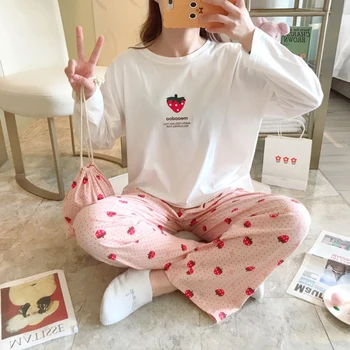 

Autumn Winter Women Pajama sets Cartooon Print Long Sleeve Kawaii Pijamas Top And Pants Cute Sleepwear Suits 2020 Fashion New