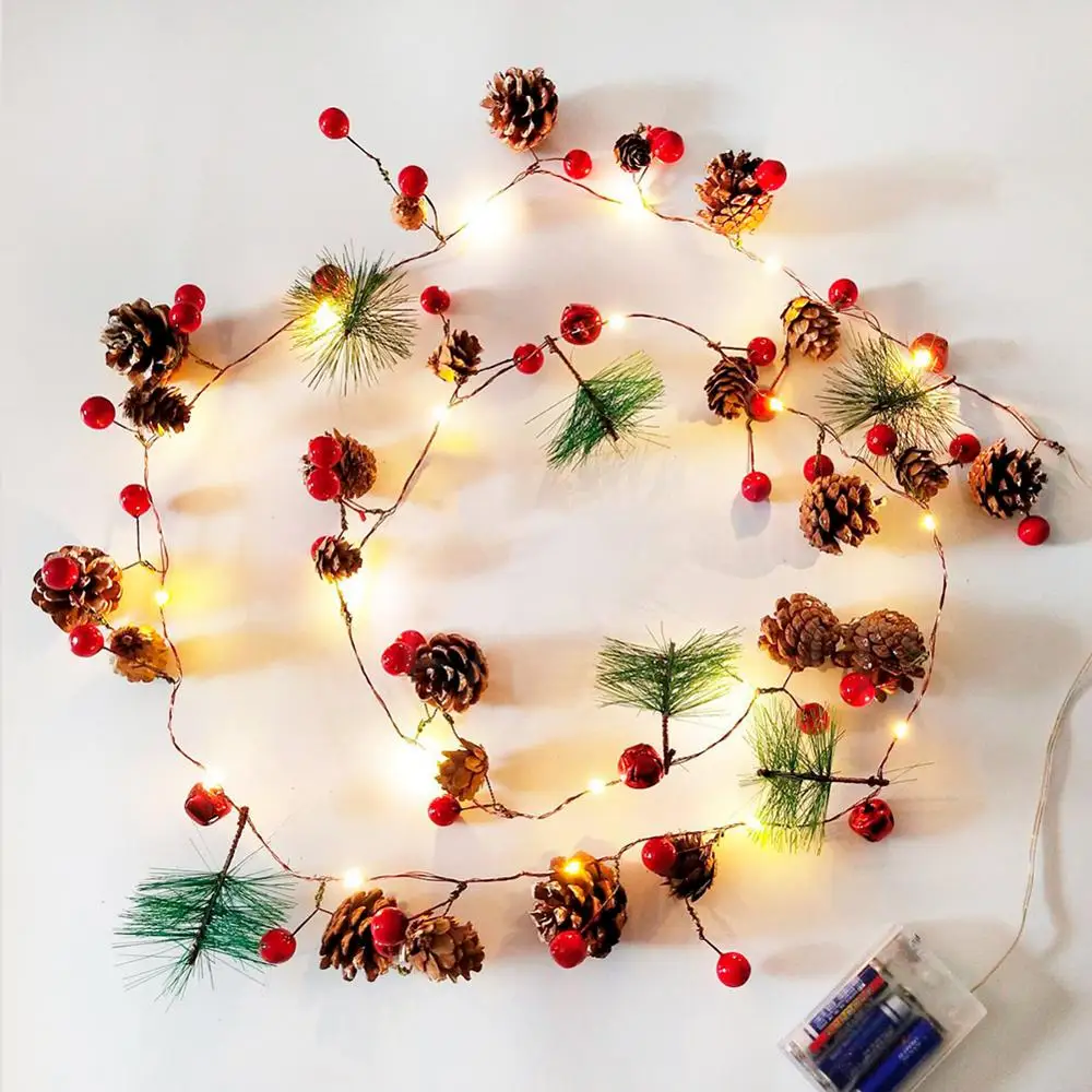 

Christmas Pine Cone String Lights LED Decorative Copper Wire String Light Christmas Tree Hanging Christmas Ornaments Noel 2020