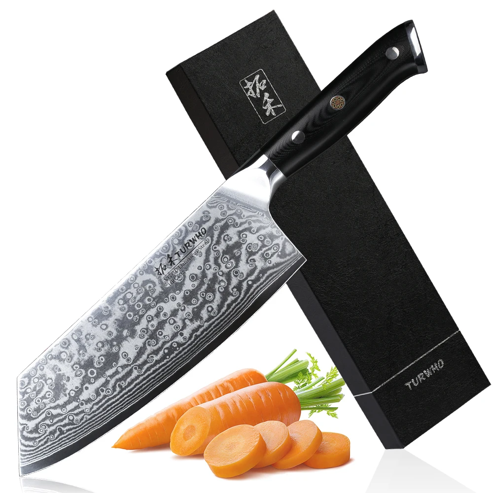 TURWHO 7,5 дюймов разделочный нож VG-10 дамасской стали китайские кухонные ножи очень острый нож шеф-повара овощной нож G10 Ручка
