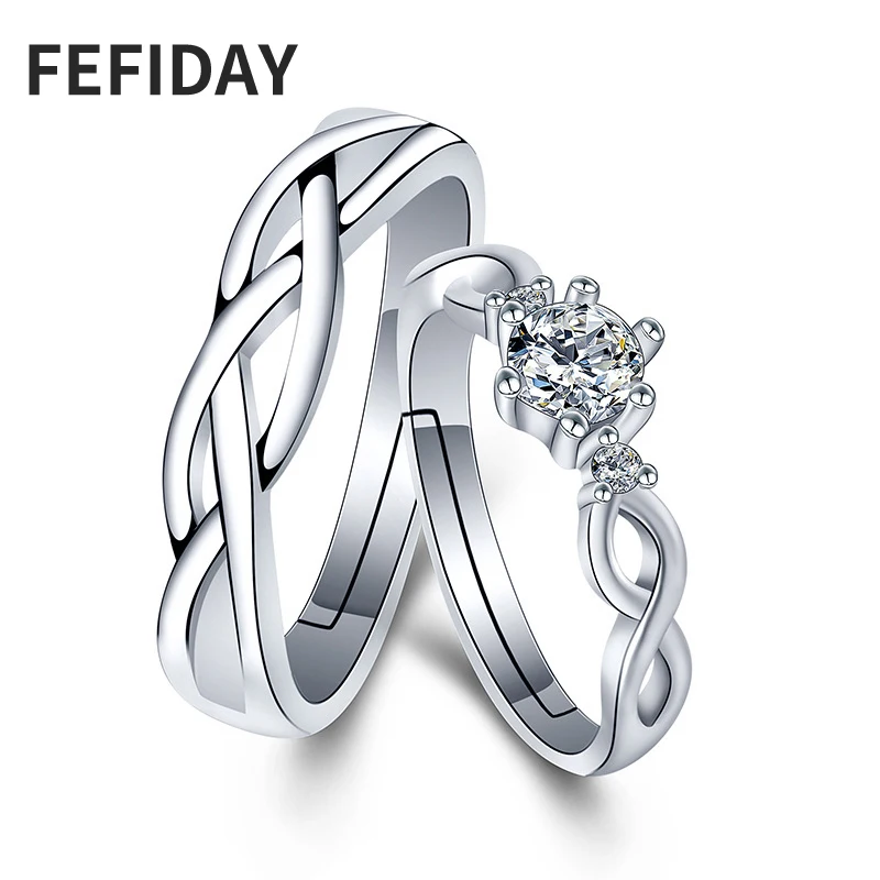 Женский комплект обручальных колец FEFIDAY кольцо с фианитом регулируемое