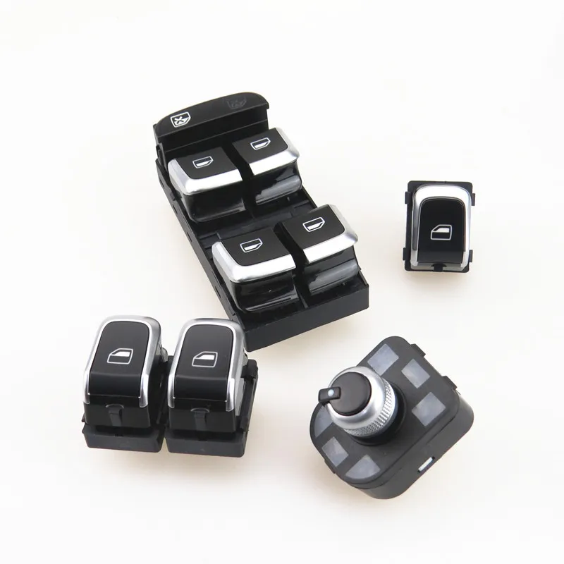 

AZQFZ Chrome Window Glass Lock Lift Release Switch Side Mirror Knob Switch Button New For A4 S4 A5 Q5 8KD 959 851 A 8KD 959 855A