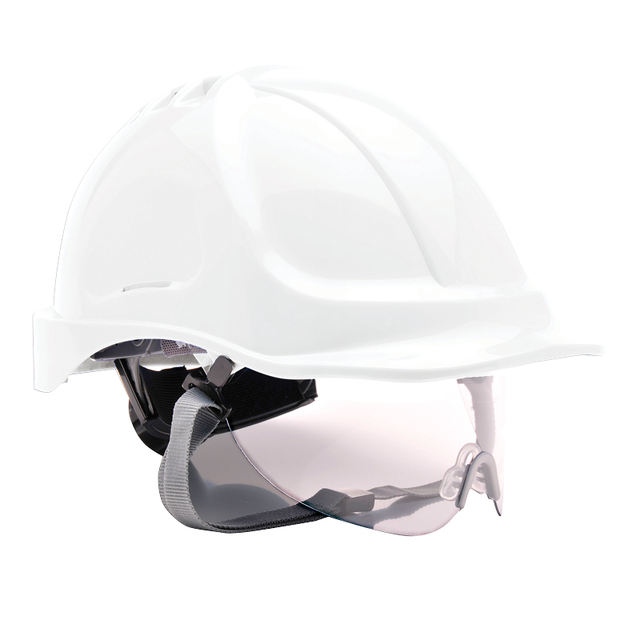 ABS safety protective helmet with retractable clear anti-fog lens
