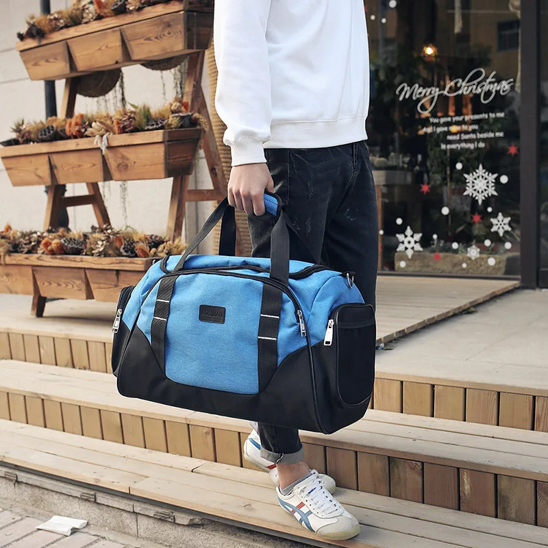 Резиновая обувь большого объема, кроссовки, сумка для путешествий, сумка для спортзала, Мужская короткая дорожная сумка для багажа, Мужская и Женская дорожная сумка B - Цвет: Blue Large